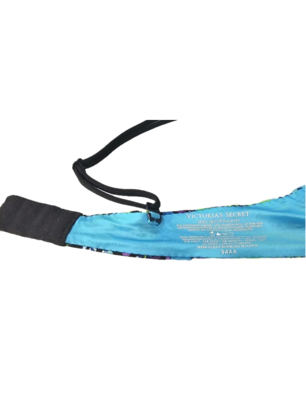 Victoria’s Secret neon leopard print padded Push Up Animal Print Blue Bra 34AA - Picture 9 of 9